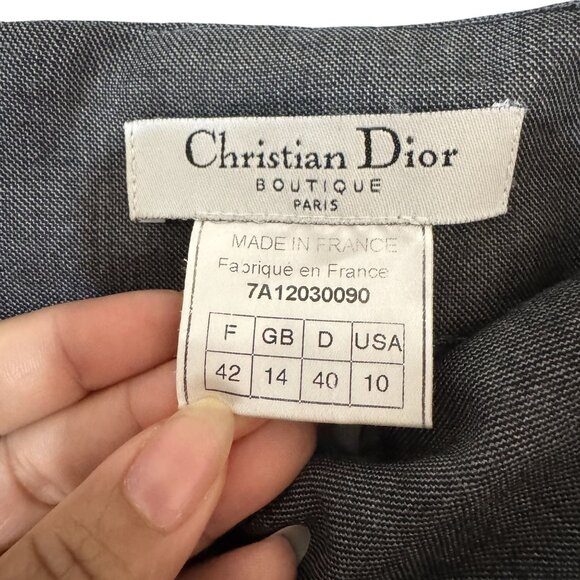 Vintage Christian Dior Womens Gray 90s Tailored Front Button Mini Skirt Size 10 - Picture 7 of 8